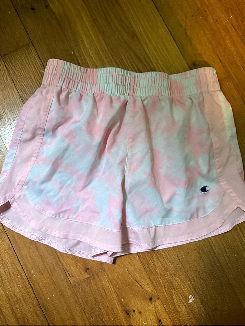 Champion Tie-Dye youth Athletic Shorts in Pink & white Size Medium